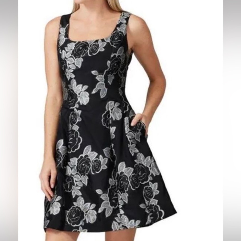 Prabal Gurung jacquard black floral minidress w pockets